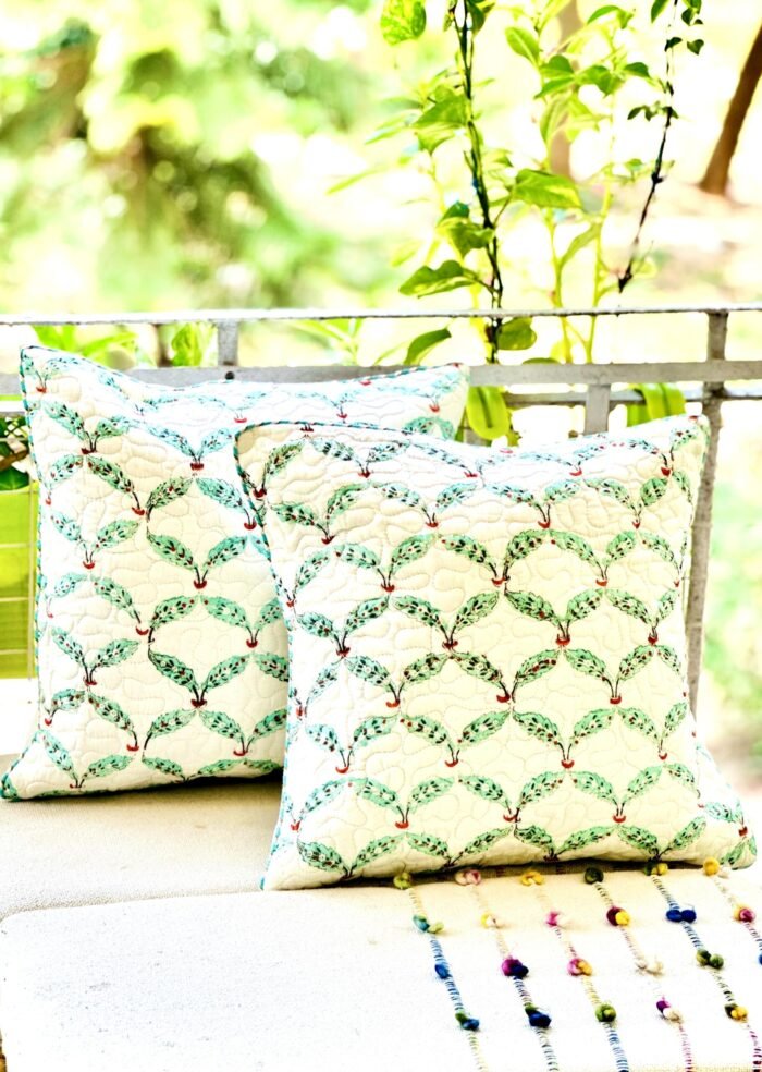 Jaal Handblock Quilted Cushion Cover -