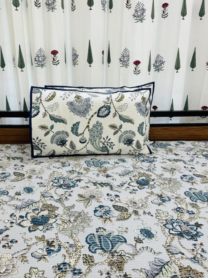 Serene Blue Blossoms Bedcover -