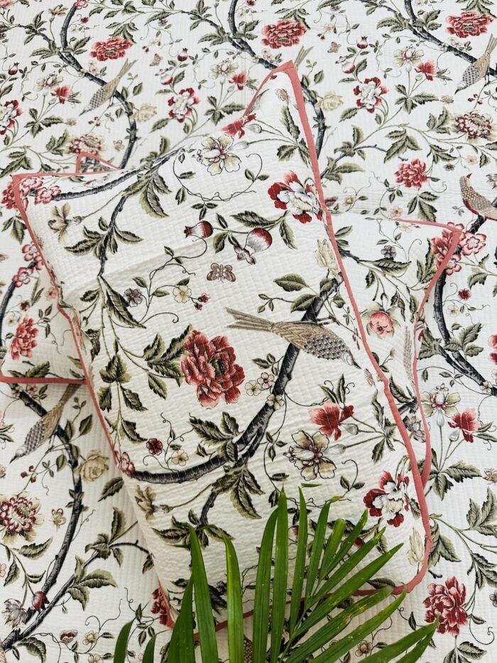 Harmony of Birds & Blooms Bedcover -