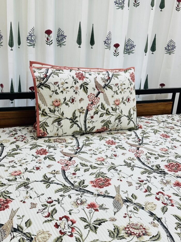 Harmony of Birds & Blooms Bedcover -