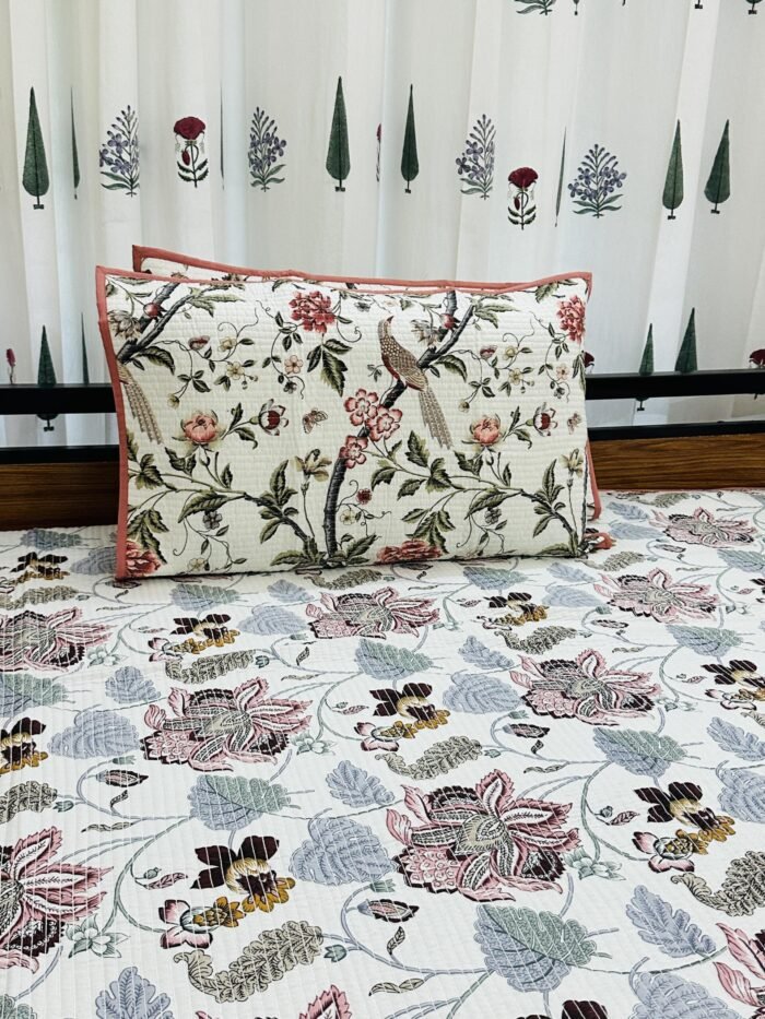 Harmony of Birds & Blooms Bedcover -